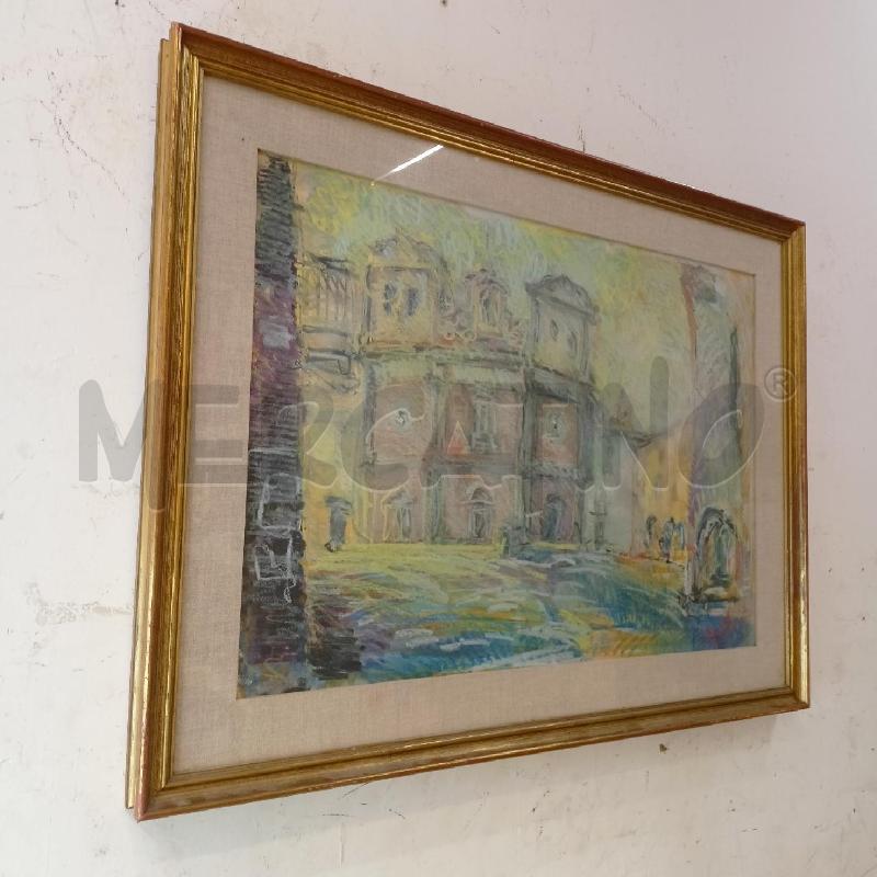 QUADRO PASTELLO PIAZZA FACCIATA PALAZZO CORN DORAT | Mercatino dell'Usato Roma re di roma 3