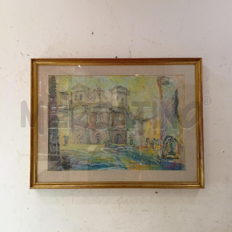 QUADRO PASTELLO PIAZZA FACCIATA PALAZZO CORN DORAT | Mercatino dell'Usato Roma re di roma 4