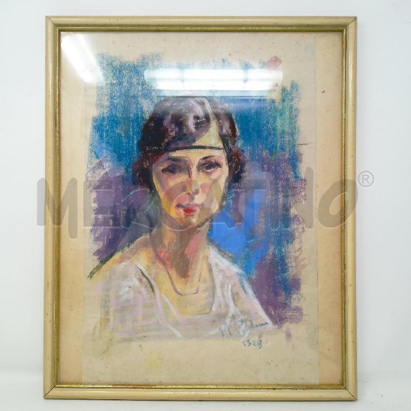 QUADRO PASTELLO RITRATTO DONNA '20 CORN CREMA  | Mercatino dell'Usato Roma re di roma 1