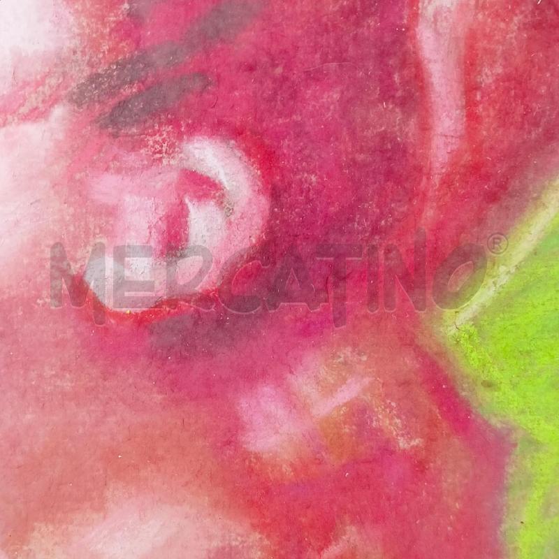 QUADRO PASTELLO RITRATTO PROFILO DONNNA CON CAPPELLO ROSSO CORN DORAT | Mercatino dell'Usato Roma re di roma 5