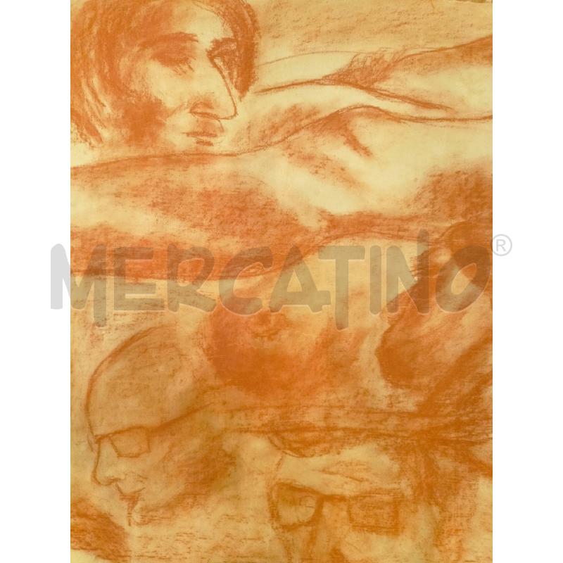 QUADRO PASTELLO UOMINI NUDI AMMUCCHIATI  | Mercatino dell'Usato Roma re di roma 3