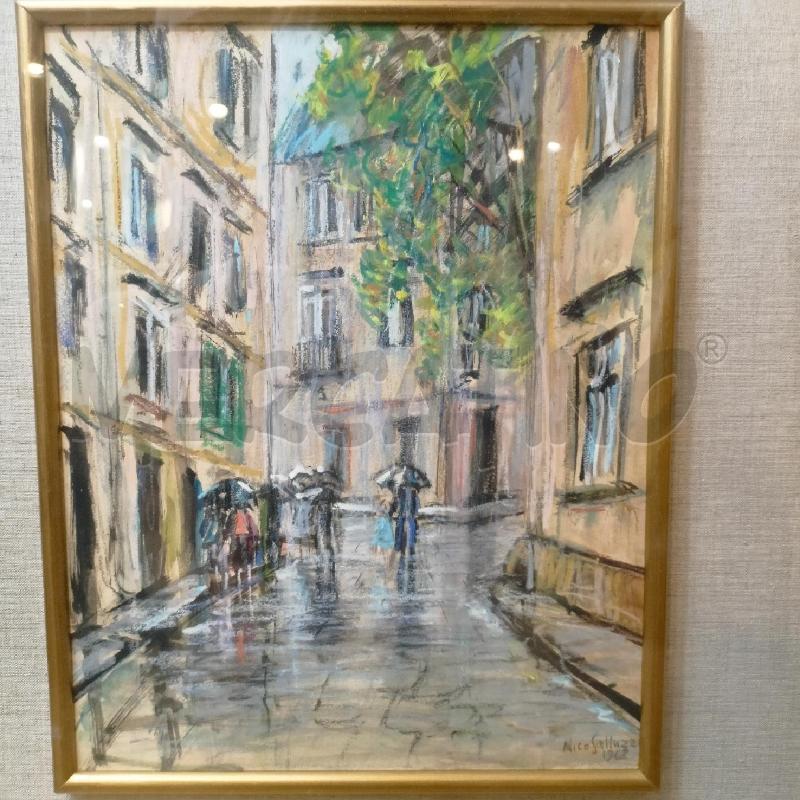 QUADRO PASTELLO VICOLO CITTADINO CORN DORAT | Mercatino dell'Usato Roma re di roma 4