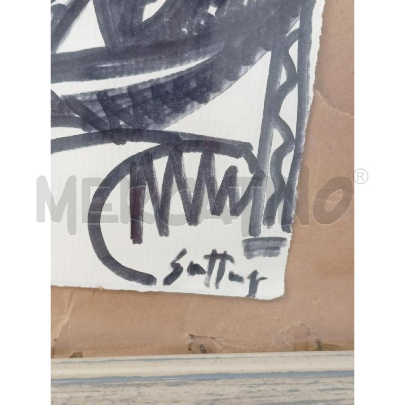 QUADRO PENNARELLO STILE CUBISTA NERO CORN LEGNO | Mercatino dell'Usato Roma re di roma 2