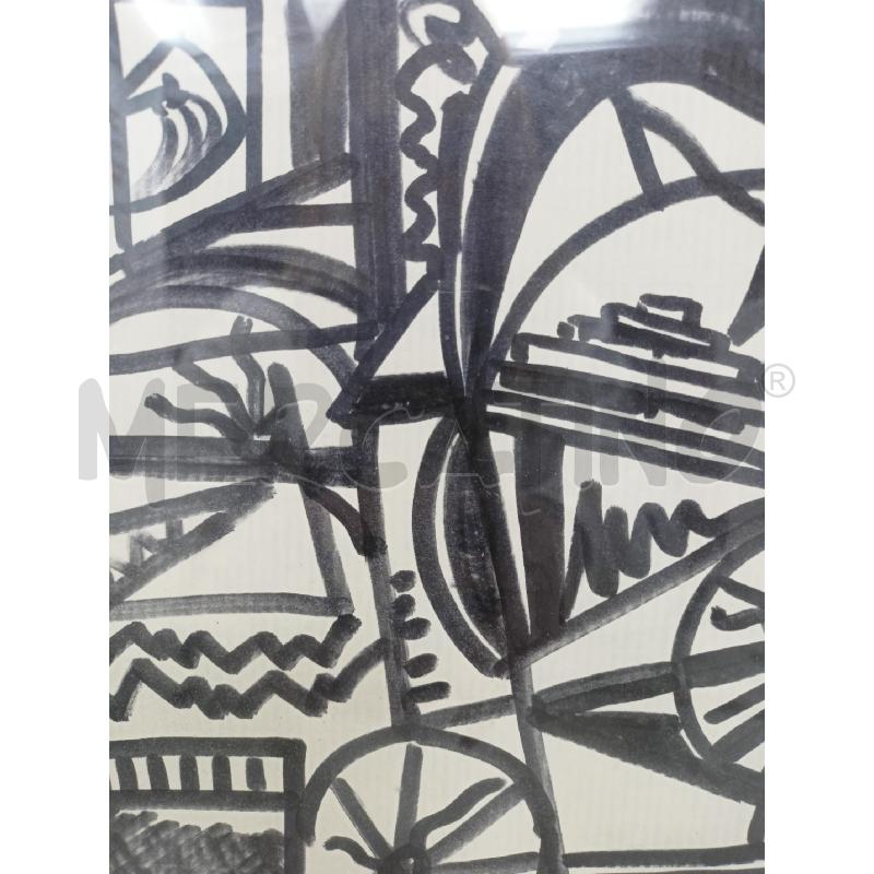 QUADRO PENNARELLO STILE CUBISTA NERO CORN LEGNO | Mercatino dell'Usato Roma re di roma 3