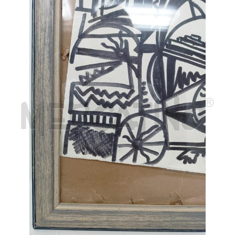 QUADRO PENNARELLO STILE CUBISTA NERO CORN LEGNO | Mercatino dell'Usato Roma re di roma 4