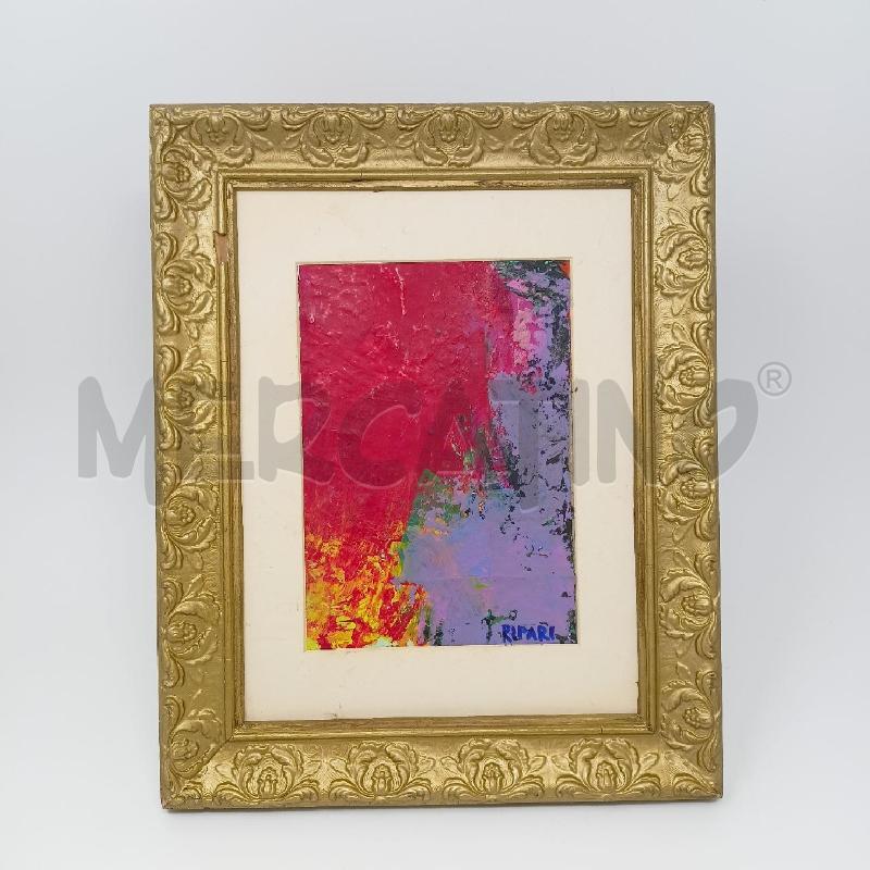 QUADRO PICCOLO OLIO MASONITE ROSSO VIOLA CORNICE DORATA DEC FIORI  | Mercatino dell'Usato Roma re di roma 1