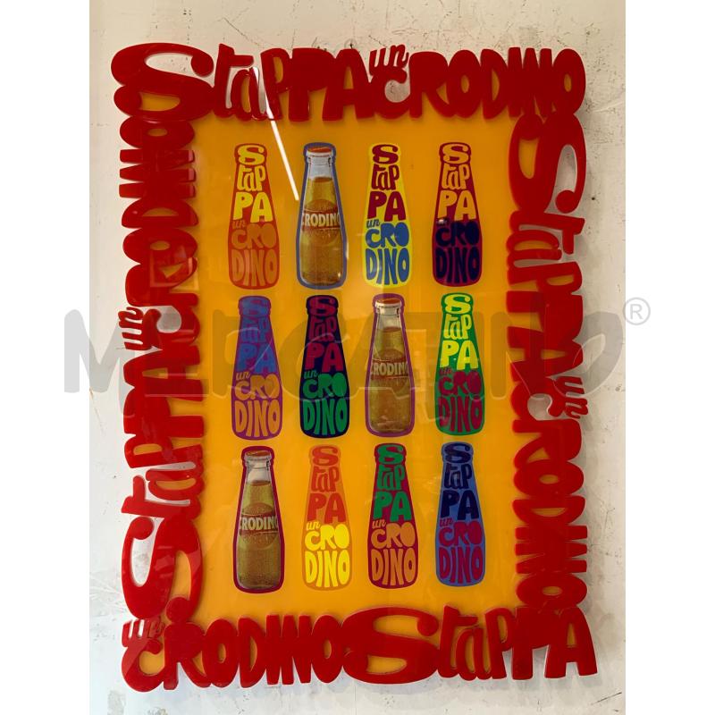 QUADRO POP CRODINO PLEXIGLASS BORDO SCRITTE ROSSE BOTTIGLIETTE STAPPACRODINO | Mercatino dell'Usato Roma re di roma 1