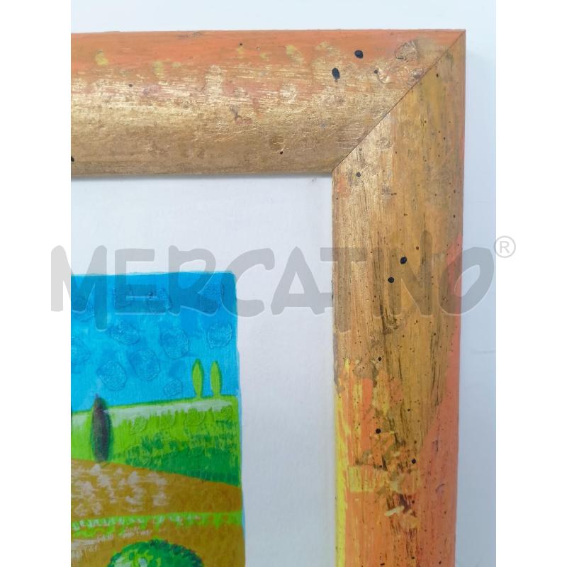 QUADRO SERIGRAFIA PAPAVERI CADETTA CORNICE LEGNO BOMBATA ARANCIONE DORATA | Mercatino dell'Usato Roma re di roma 3