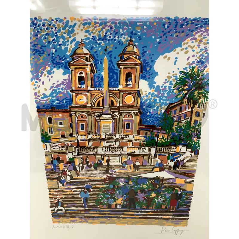 QUADRO SERIGRAFIA PZ. SPAGNA MULTICOLOR P.CAPPUGGI  | Mercatino dell'Usato Roma re di roma 2