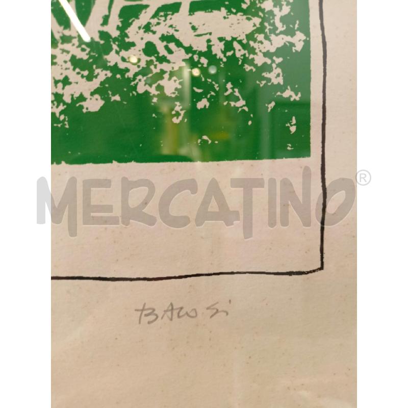 QUADRO SERIGRAFIA SOLE GIALLO ALBERI VERDI SPUGNATI  | Mercatino dell'Usato Roma re di roma 2