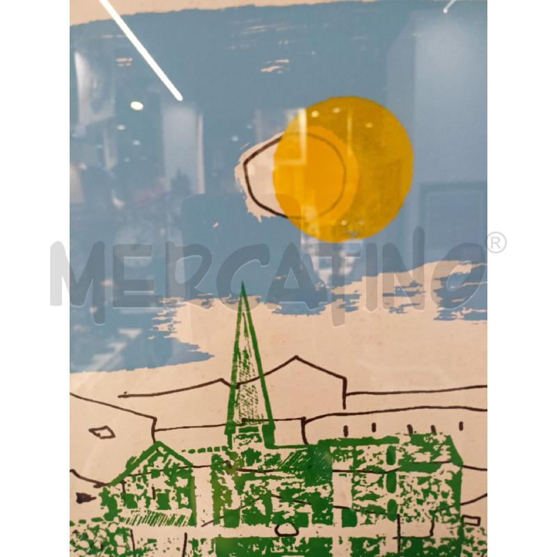 QUADRO SERIGRAFIA SOLE GIALLO ALBERI VERDI SPUGNATI  | Mercatino dell'Usato Roma re di roma 5