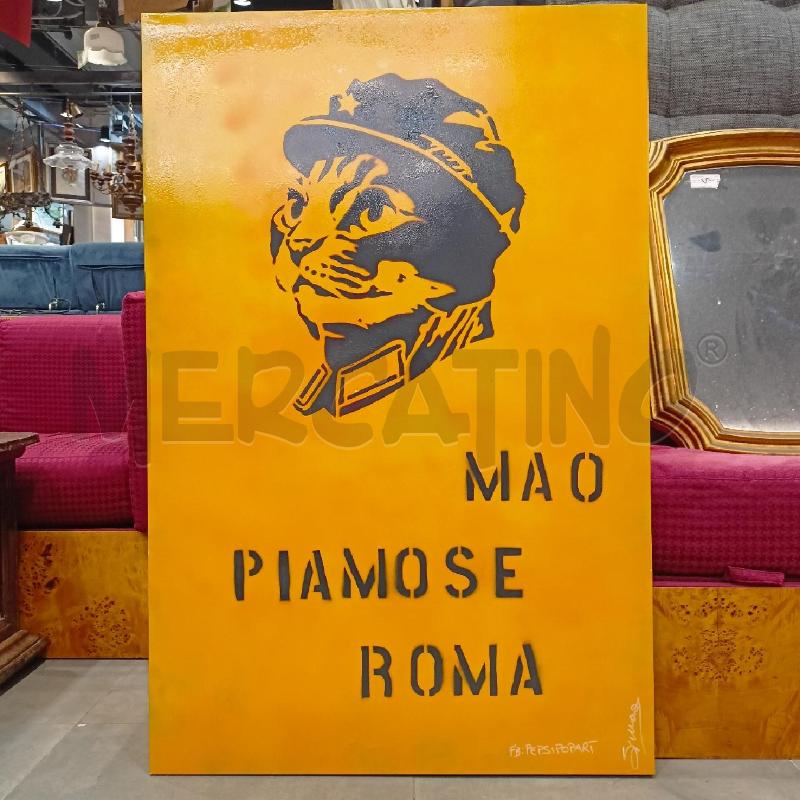 QUADRO SPRAY TELA MAO PIAMOSE ROMA GIALLO GRIGIO  | Mercatino dell'Usato Roma re di roma 1