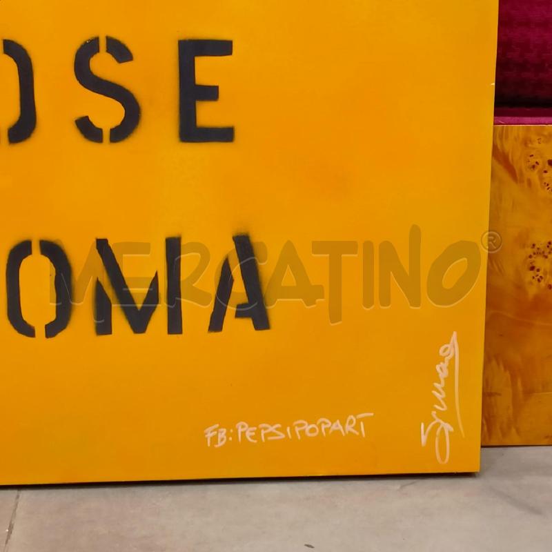 QUADRO SPRAY TELA MAO PIAMOSE ROMA GIALLO GRIGIO  | Mercatino dell'Usato Roma re di roma 2