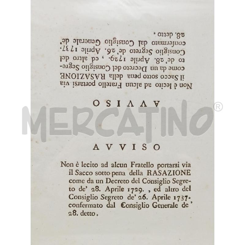 QUADRO STAMPA 1737 AVVISO PR FRATI CORN LEGN | Mercatino dell'Usato Roma re di roma 2