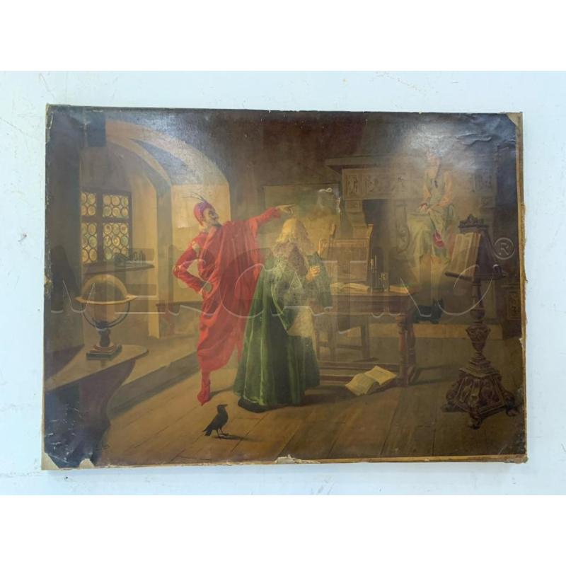 QUADRO STAMPA CARTA SCENA APPARIZIONE MARHERITA VESTI VERDE ROSSO  LEGGIO  | Mercatino dell'Usato Roma re di roma 1