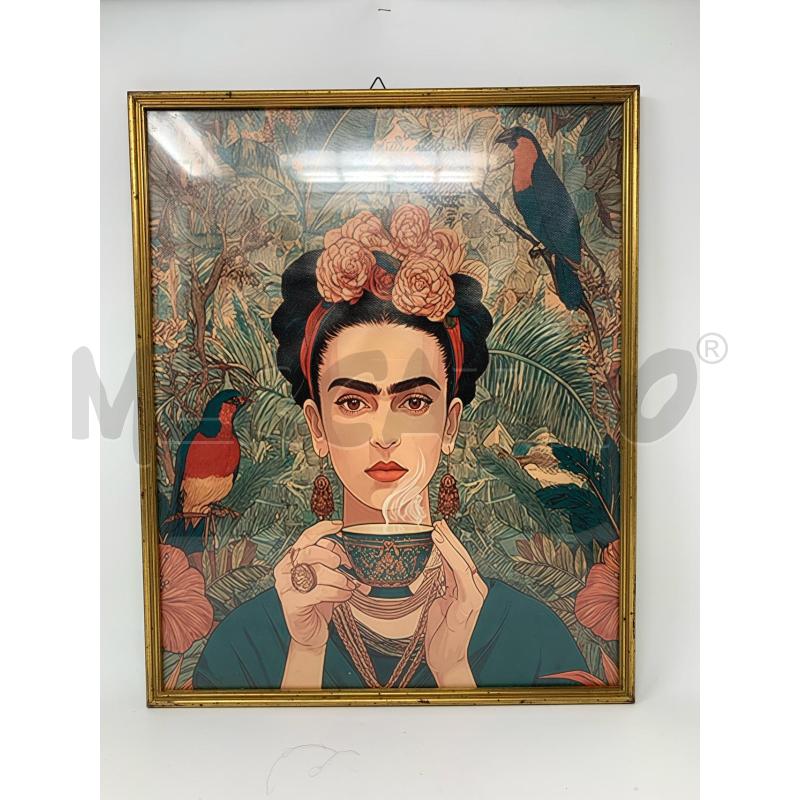 QUADRO STAMPA FRIDA KALHO CORNICE LEGNO DORATA | Mercatino dell'Usato Roma re di roma 1