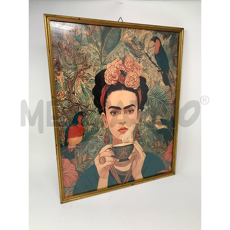 QUADRO STAMPA FRIDA KALHO CORNICE LEGNO DORATA | Mercatino dell'Usato Roma re di roma 2