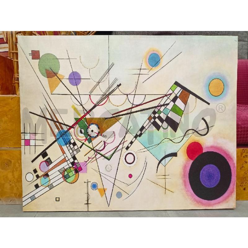 QUADRO STAMPA GEOMETRICA FONDO CHIARO LINEE CERCHI SCACCHIERA  | Mercatino dell'Usato Roma re di roma 1