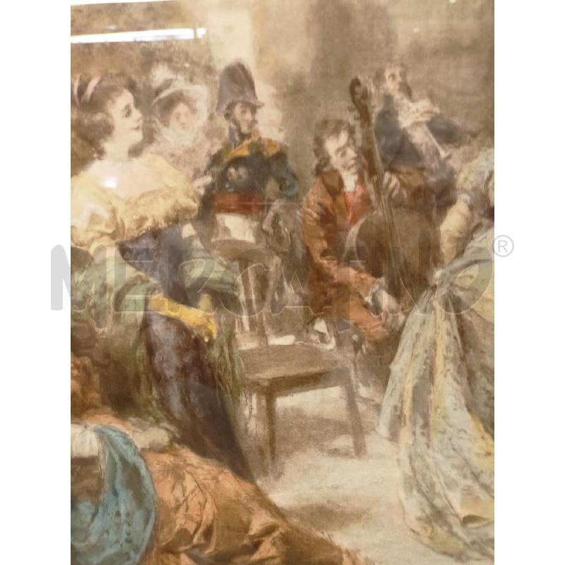 QUADRO STAMPA GRANDE BALLO DAME CAVALIERI CORNICE DORATA DECORATA | Mercatino dell'Usato Roma re di roma 4