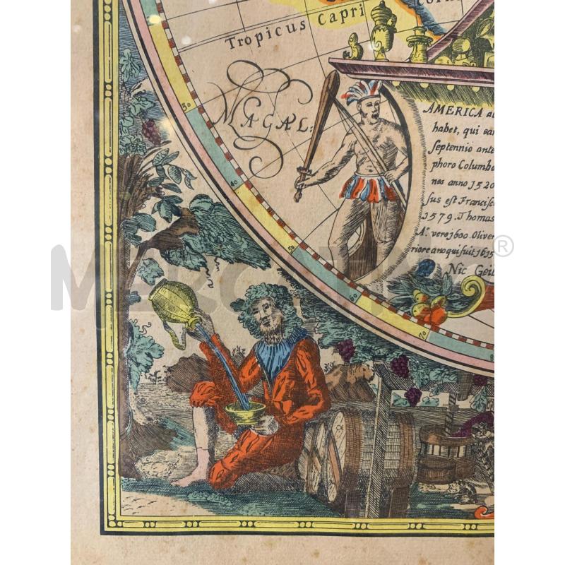 QUADRO STAMPA PLANISFERO ORBIS TERRAUMCORN DORAT | Mercatino dell'Usato Roma re di roma 2