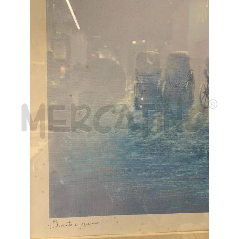 QUADRO STAMPA RITOCCATA CARROZZE FIORI AZZURRO OMBRELLO CORNICE LEGNO SIVLER  | Mercatino dell'Usato Roma re di roma 2