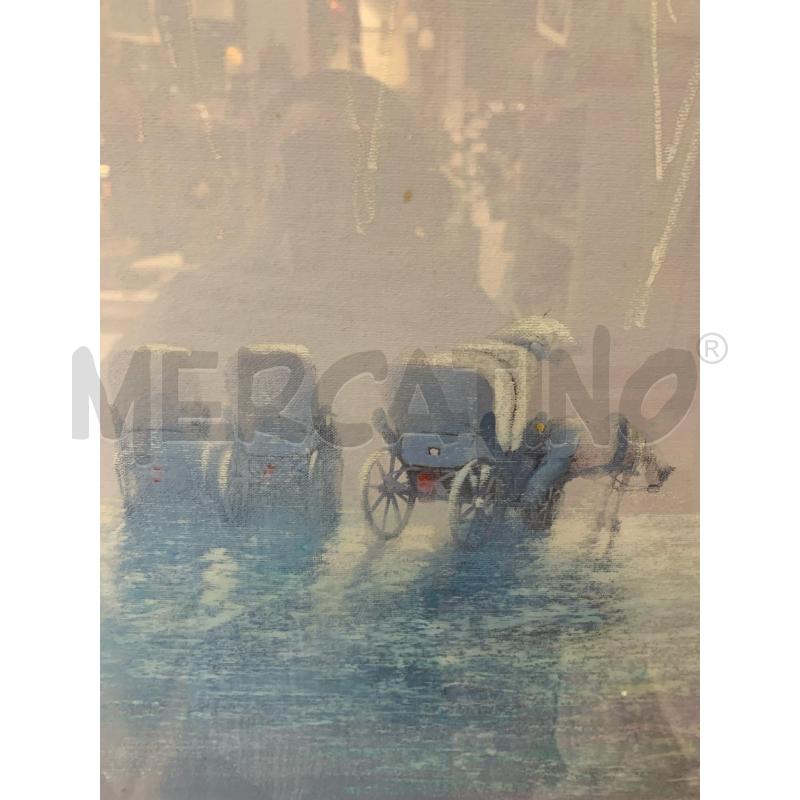 QUADRO STAMPA RITOCCATA CARROZZE FIORI AZZURRO OMBRELLO CORNICE LEGNO SIVLER  | Mercatino dell'Usato Roma re di roma 4