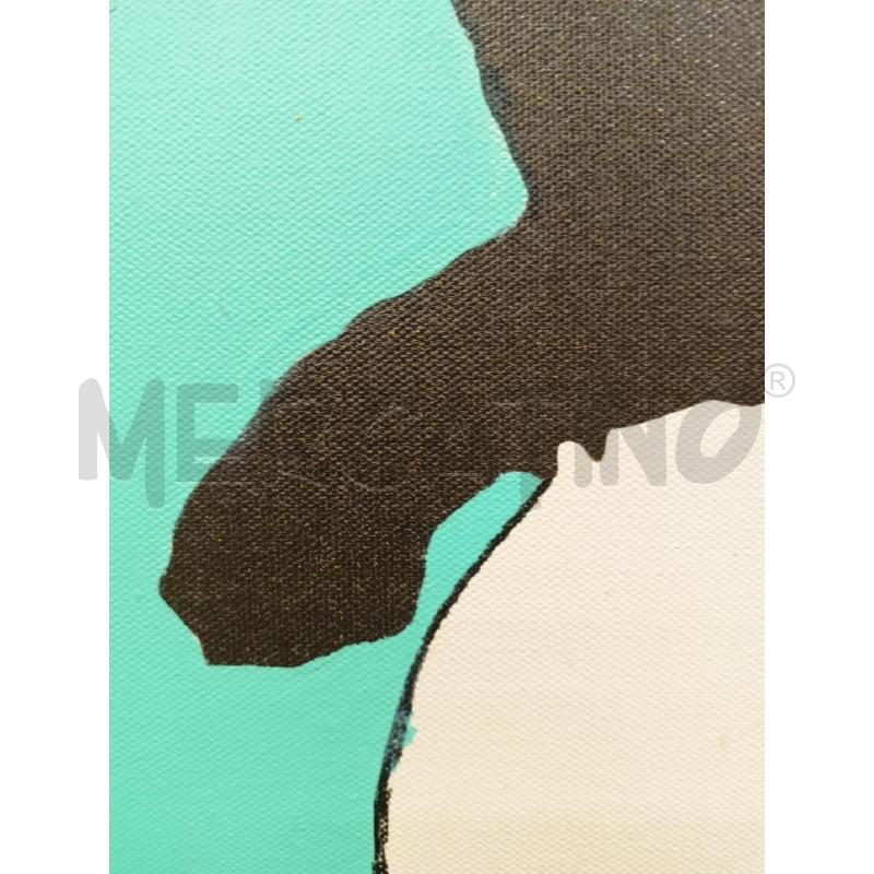 QUADRO STAMPA RITOCCATA HAUDREY HEPBURN FONDO VERDE AZZURRO TIFFANY PERLA ORECCHINO  | Mercatino dell'Usato Roma re di roma 2