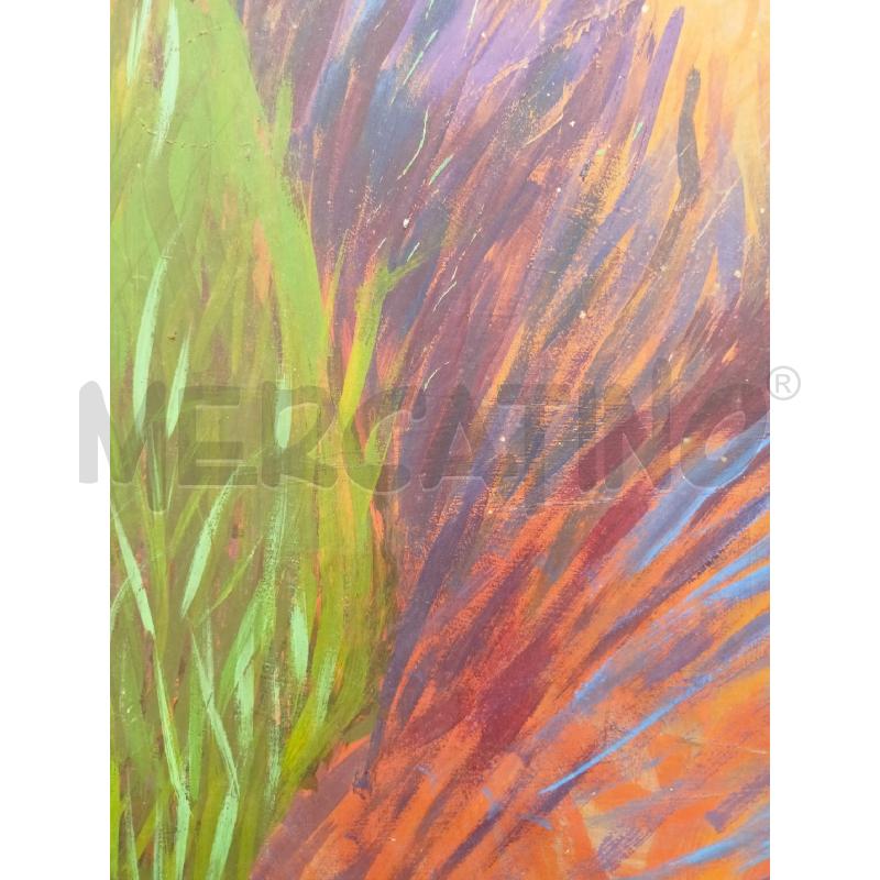 QUADRO TAVOLA STILE ASTRATTO DONNA DISTESA  COLORI PREDOMINANTI VERDE ARANCIONE BLU VIOLA | Mercatino dell'Usato Roma re di roma 3