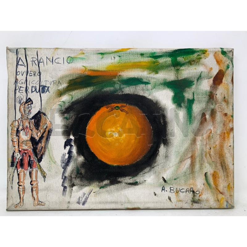 QUADRO TECNICA MISTA ARANCIO SOLDATO SCRITTE  | Mercatino dell'Usato Roma re di roma 1