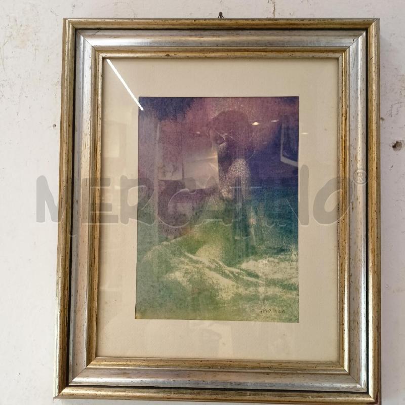 QUADRO TECNICA MISTA DONNA NUDA VELO GAMBE CAPELLI RACCOLTI TONI VIOLA VERDE  | Mercatino dell'Usato Roma re di roma 1