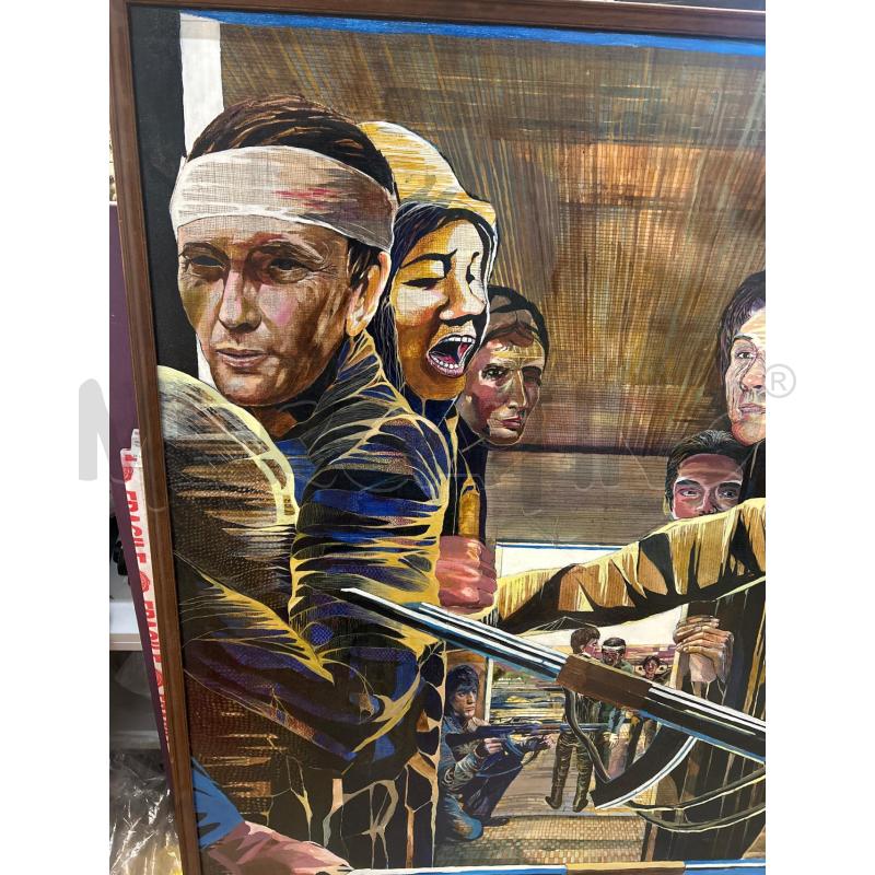 QUADRO TECNICA MISTA SCENA FUCILI CORNICE LEGNO  | Mercatino dell'Usato Roma re di roma 2