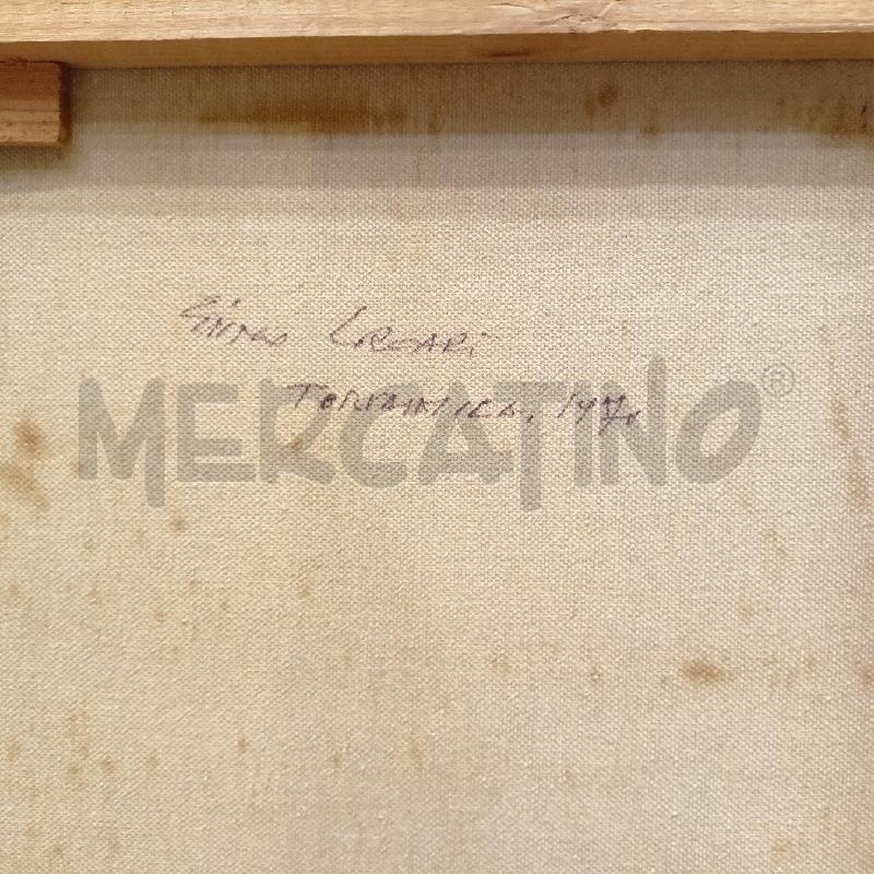 QUADRO TECNICA MISTA VISTA MARE CIELO NUVOLOSO TETTO ROSSO BANDIERA ROSSA CORN ORO   | Mercatino dell'Usato Roma re di roma 5