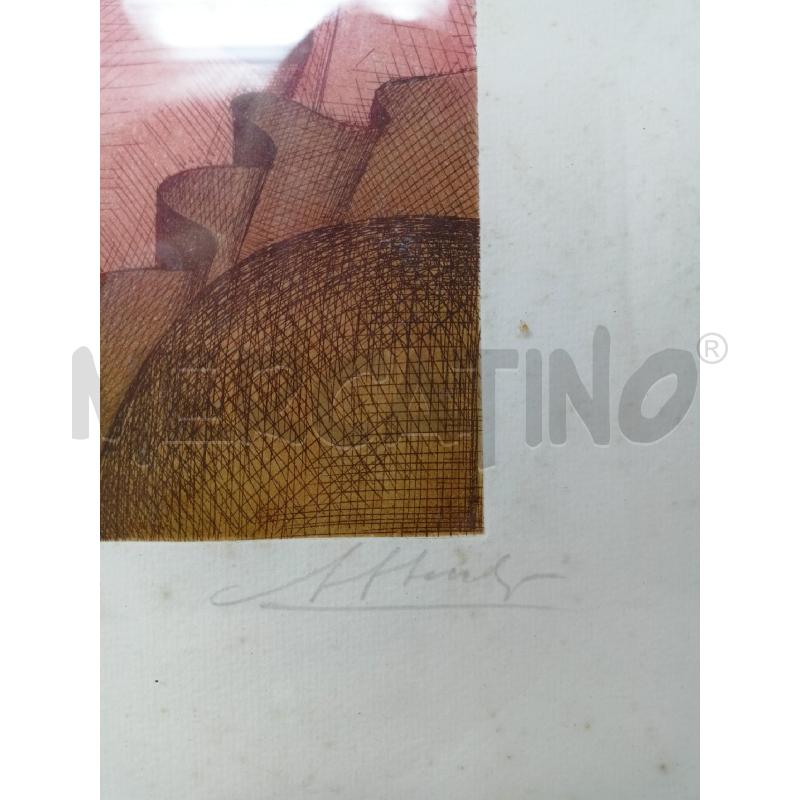 QUADRO TEC MISTA ASTRATTO ONDE SFERE ROSSE MARRONI CORNICE ROSSA | Mercatino dell'Usato Roma re di roma 2