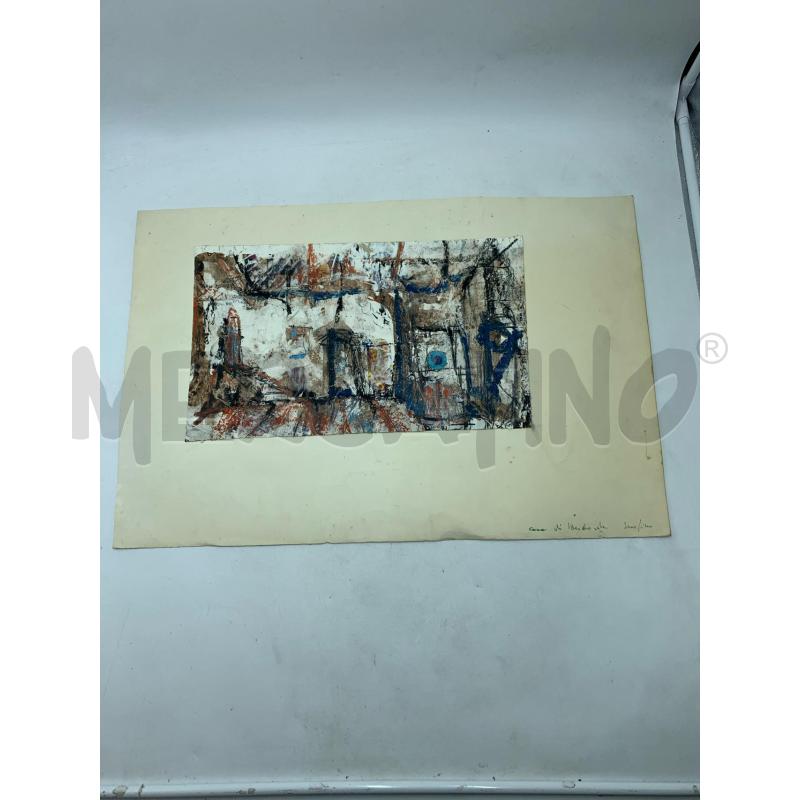 QUADRO TEC MISTA CARTA ASTRATTO FORMALE CERCHIO AZZURRO | Mercatino dell'Usato Roma re di roma 1