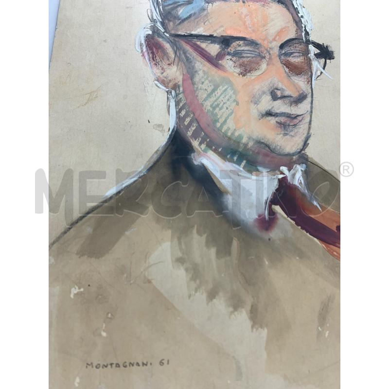 QUADRO TEC MISTA CARTA RITRATTO DI GIOVANE CON OCCHIALI  | Mercatino dell'Usato Roma re di roma 3