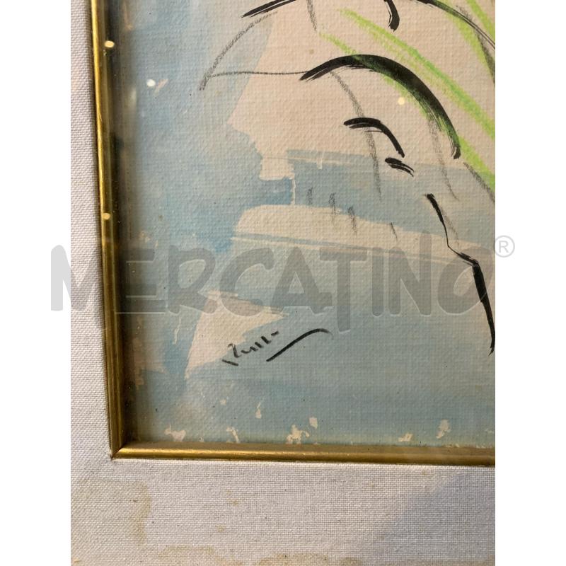 QUADRO TEC MISTA DONNA CAPPELLO COLLANA PERLE CORNICE LEGNO DORATA | Mercatino dell'Usato Roma re di roma 2