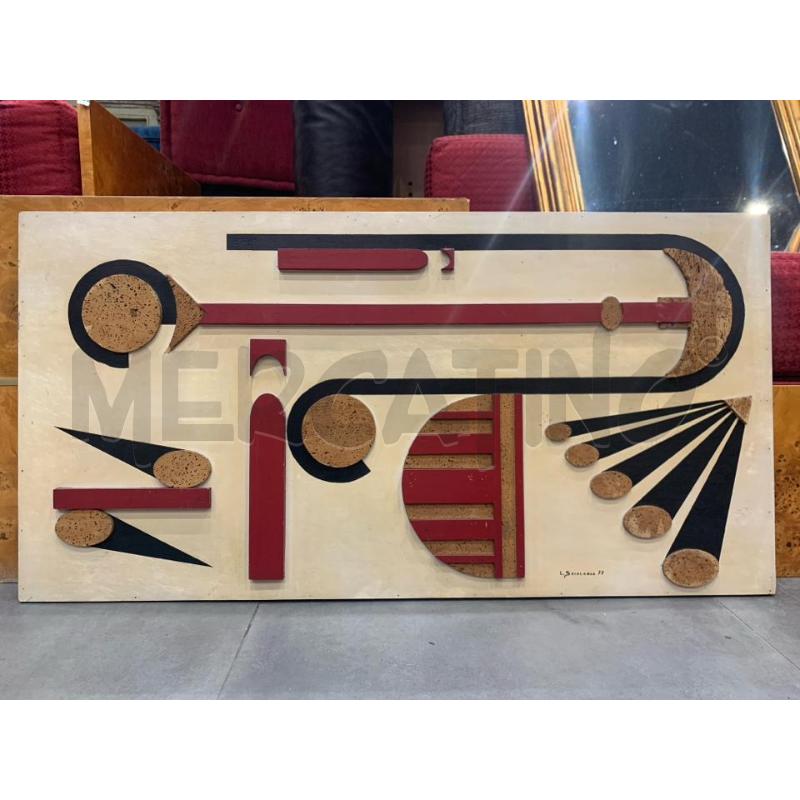 QUADRO TEC MISTA TAVOLA SUGHERO PLACCHE ROSSE GEOMETRICO | Mercatino dell'Usato Roma re di roma 1