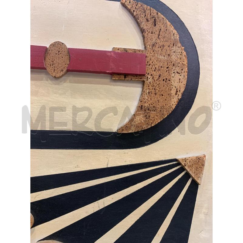 QUADRO TEC MISTA TAVOLA SUGHERO PLACCHE ROSSE GEOMETRICO | Mercatino dell'Usato Roma re di roma 3