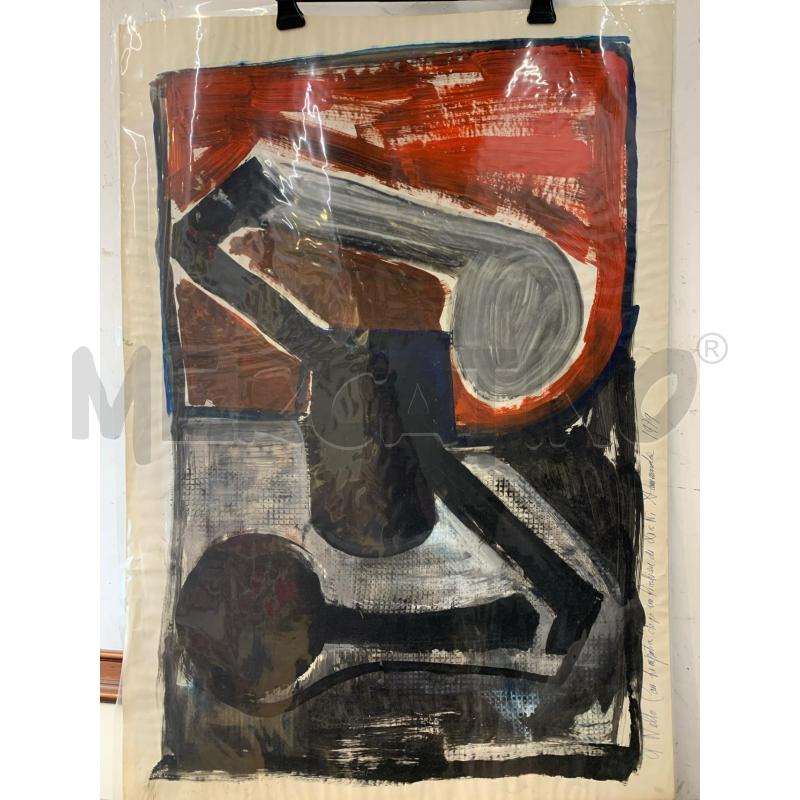 QUADRO TEC MISTA TELA ASTRATTA DEC ROSSO GRIGIO NERO | Mercatino dell'Usato Roma re di roma 1