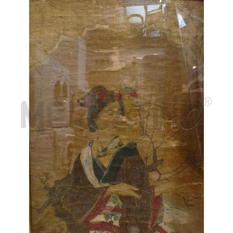 QUADRO TEMPERA CARTA GEISHA EPOCA CORN NERA | Mercatino dell'Usato Roma re di roma 2