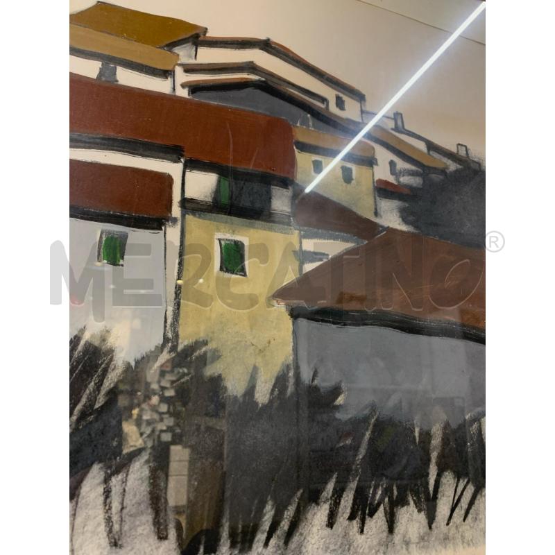 QUADRO TEMPERA VISTA TETTI CORN LEGNO | Mercatino dell'Usato Roma re di roma 3