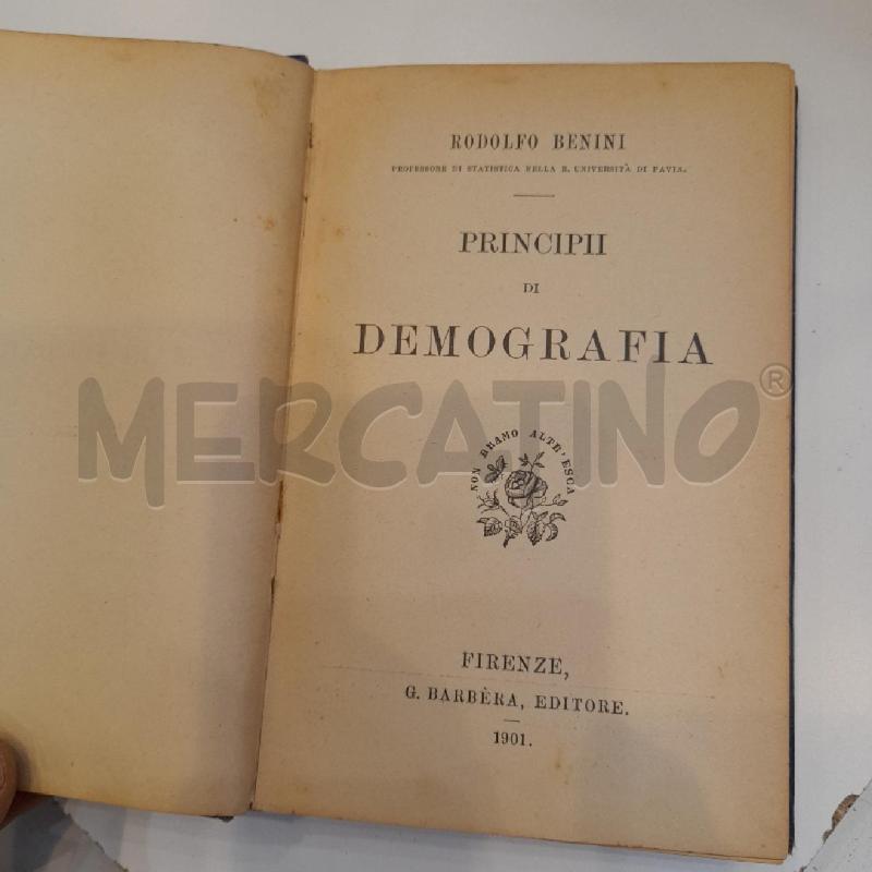 RODOLFO BENINI PRINCIPII DI DEMOGRAFIA 1901 MANUALI BARBERA | Mercatino dell'Usato Roma re di roma 2
