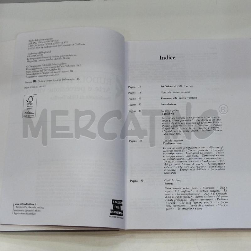 RUDOLF ARNHEIM ARTE E PERCEZIONE VISIVA 2016 FELTRINELLI | Mercatino dell'Usato Roma re di roma 4
