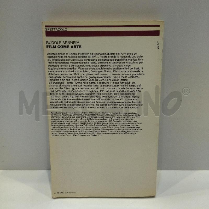 RUDOLF ARNHEIM FILM COME ARTE 1983 FELTRINELLI PRIMA EDIZIONE | Mercatino dell'Usato Roma re di roma 3