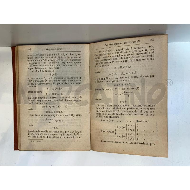 S.PINCHERLE GEOMETRIA METRICA E TRIGONOMETRIA 1888 MANUALE HOEPLI | Mercatino dell'Usato Roma re di roma 4