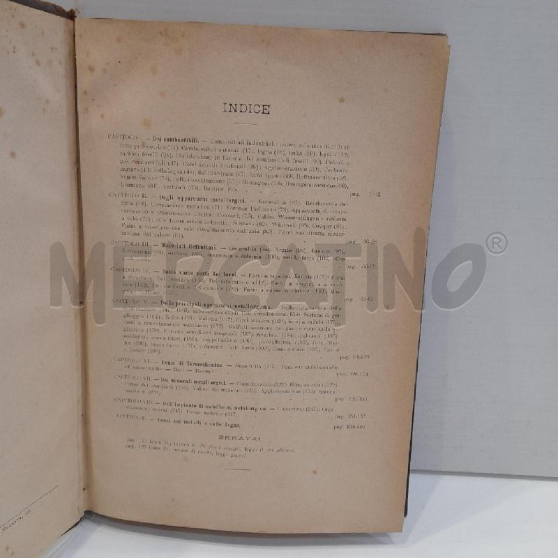 S. BERTOLIO METALLURGIA GENERALE IGNEA TRATTATO GENERALE DELL'INGEGNERE  | Mercatino dell'Usato Roma re di roma 2