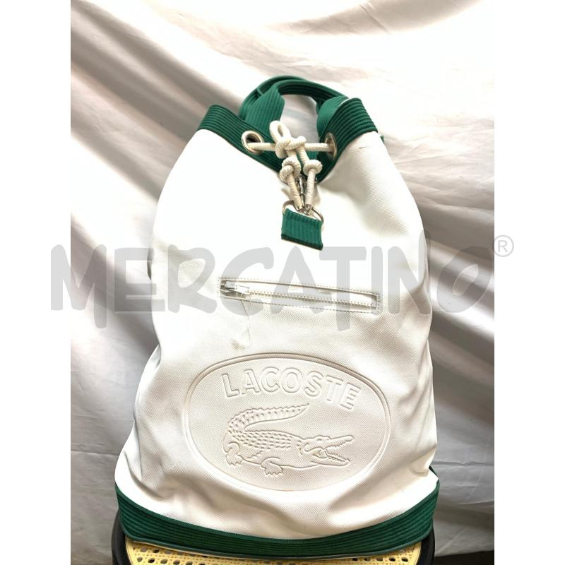 SACCA VINTAGE  LACOSTE BIANCO DETT VERDE  | Mercatino dell'Usato Roma re di roma 1