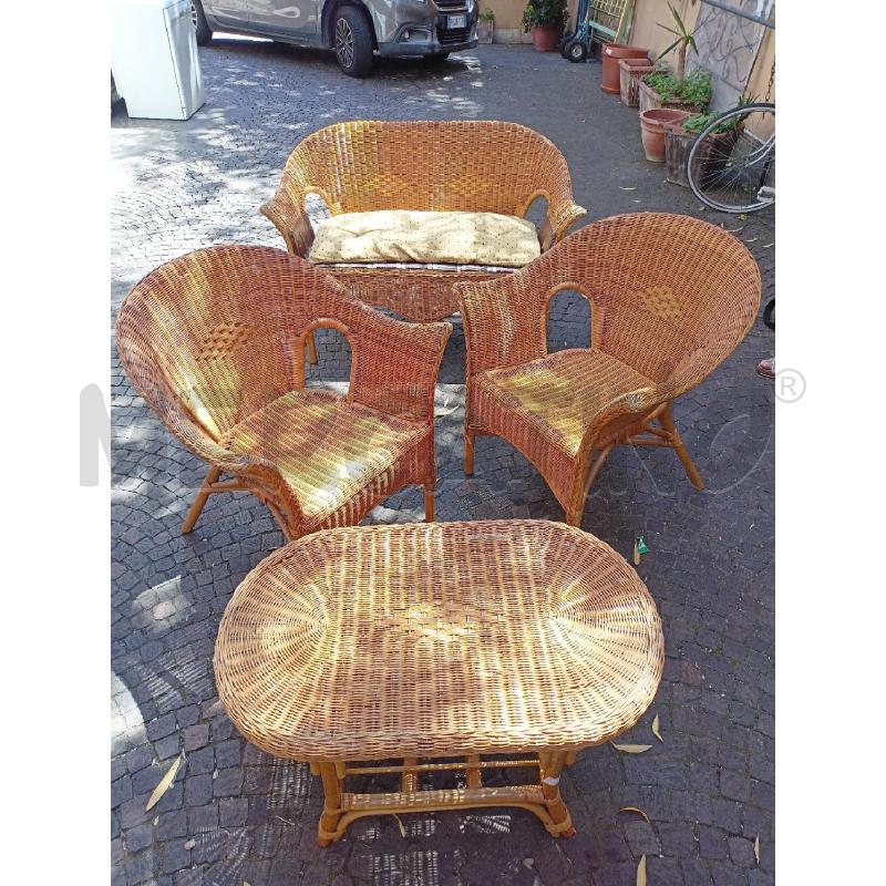 SALOTTO VIMINI DIVANETTO+TAVOLINO+2 POLTRON | Mercatino dell'Usato Roma re di roma 1