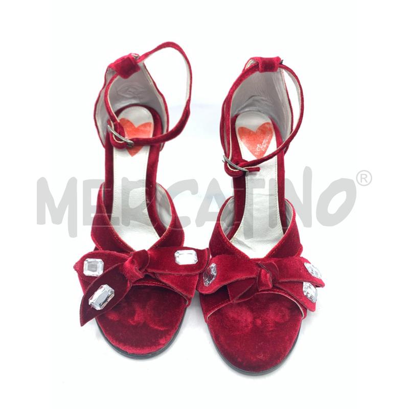 SANDALI DONNA FIORUCCI VELLUTO ROSSO | Mercatino dell'Usato Roma re di roma 3
