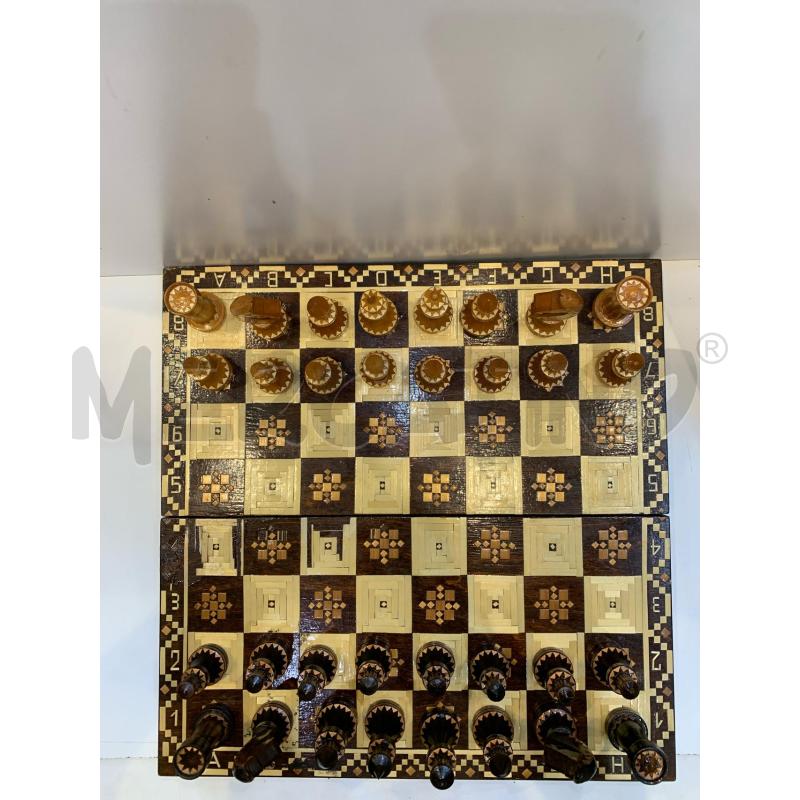 SCACCHIERA IN LEGNO INTARSI GEOMETRICI COMPLETA | Mercatino dell'Usato Roma re di roma 2